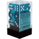 Translucent Set of 12 D6 Dice (Teal/White)
